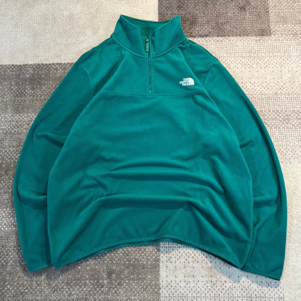 The North Face Mens XL Green Fleece Quarter Zip Pullover Sweater Jacket